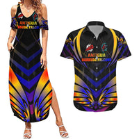 Personalised Antigua and Barbuda Cricket Falcons Couples Matching Summer Maxi Dress and Hawaiian Shirt Wings of Glory