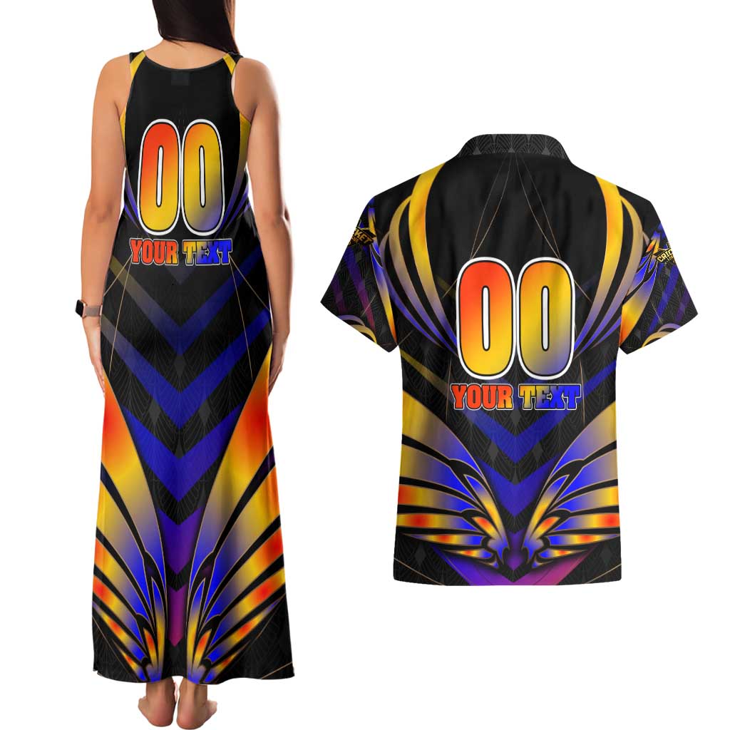 Personalised Antigua and Barbuda Cricket Falcons Couples Matching Tank Maxi Dress and Hawaiian Shirt Wings of Glory