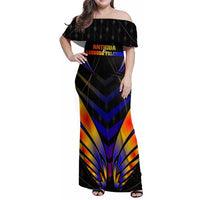 Personalised Antigua and Barbuda Cricket Falcons Family Matching Off Shoulder Maxi Dress and Hawaiian Shirt Wings of Glory