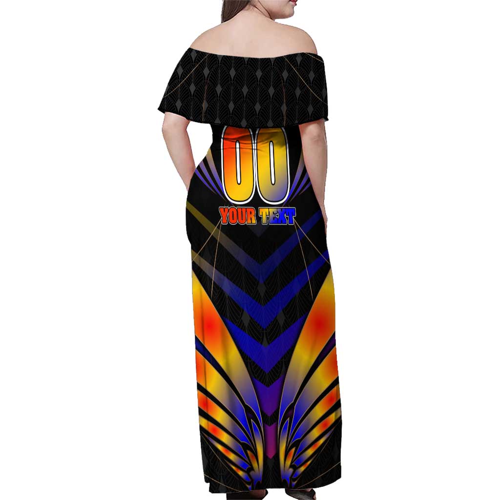 Personalised Antigua and Barbuda Cricket Falcons Family Matching Off Shoulder Maxi Dress and Hawaiian Shirt Wings of Glory