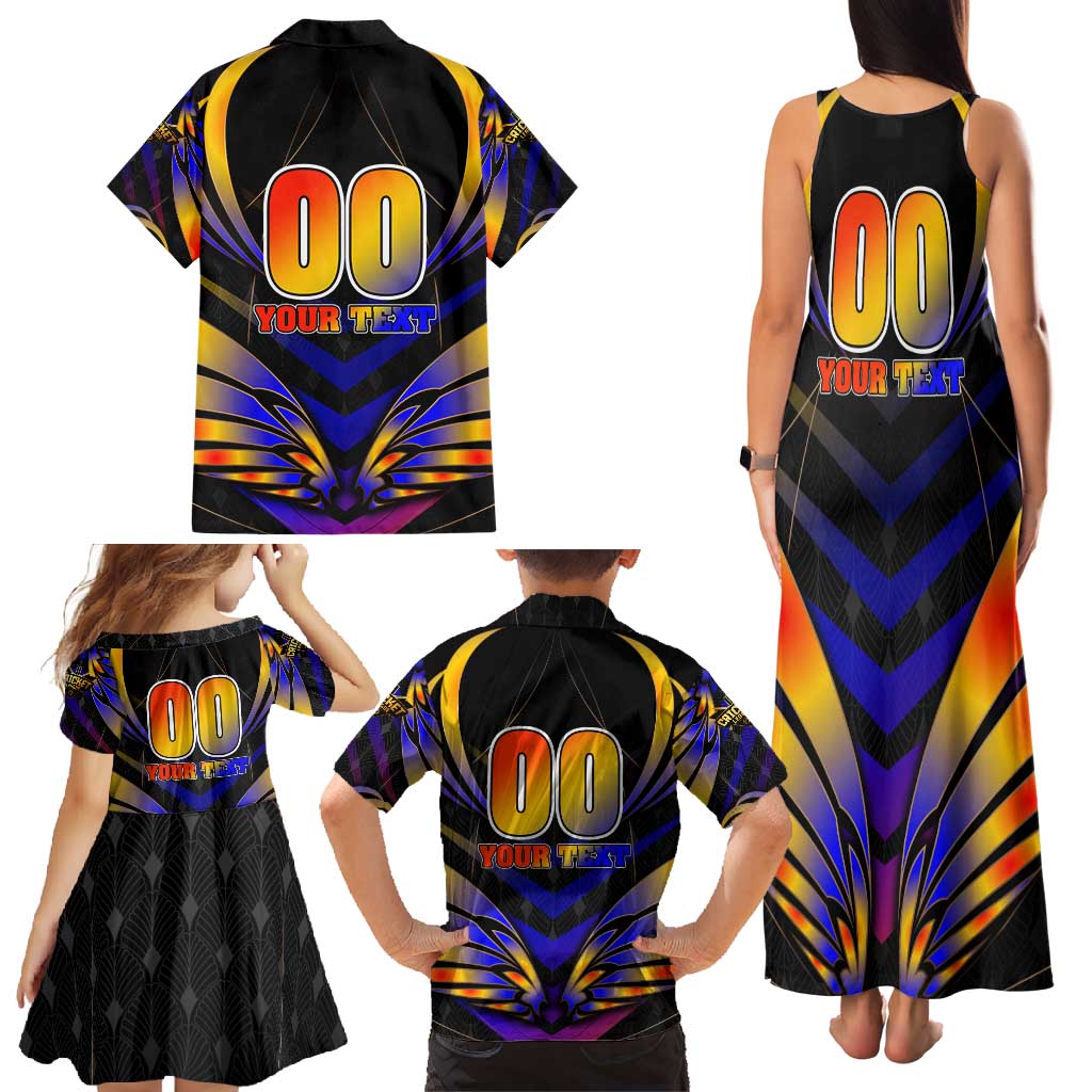 Personalised Antigua and Barbuda Cricket Falcons Family Matching Tank Maxi Dress and Hawaiian Shirt Wings of Glory