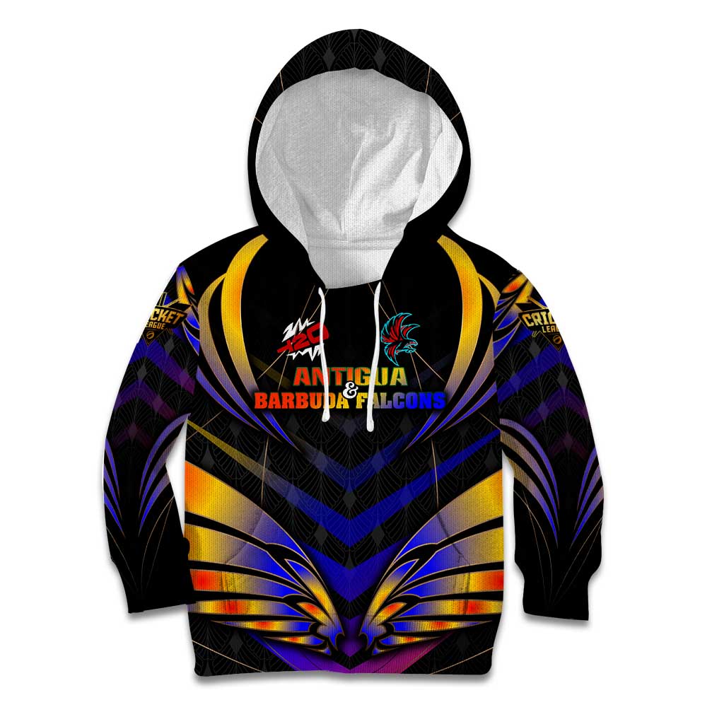 Personalised Antigua and Barbuda Cricket Falcons Kid Hoodie Wings of Glory