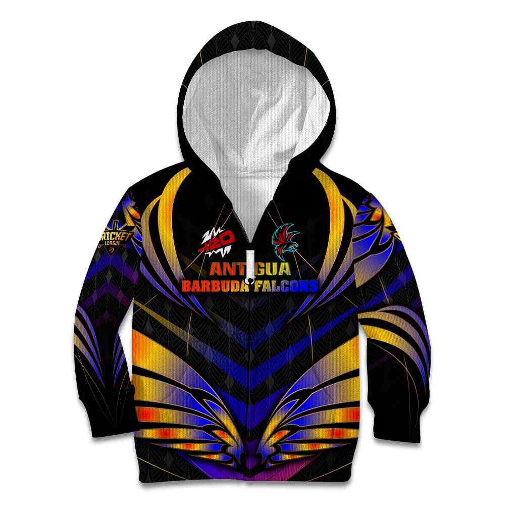 Personalised Antigua and Barbuda Cricket Falcons Kid Hoodie Wings of Glory