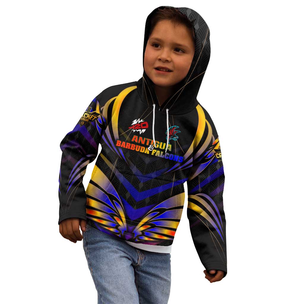 Personalised Antigua and Barbuda Cricket Falcons Kid Hoodie Wings of Glory
