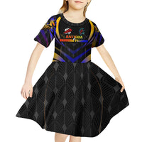 Personalised Antigua and Barbuda Cricket Falcons Kid Short Sleeve Dress Wings of Glory
