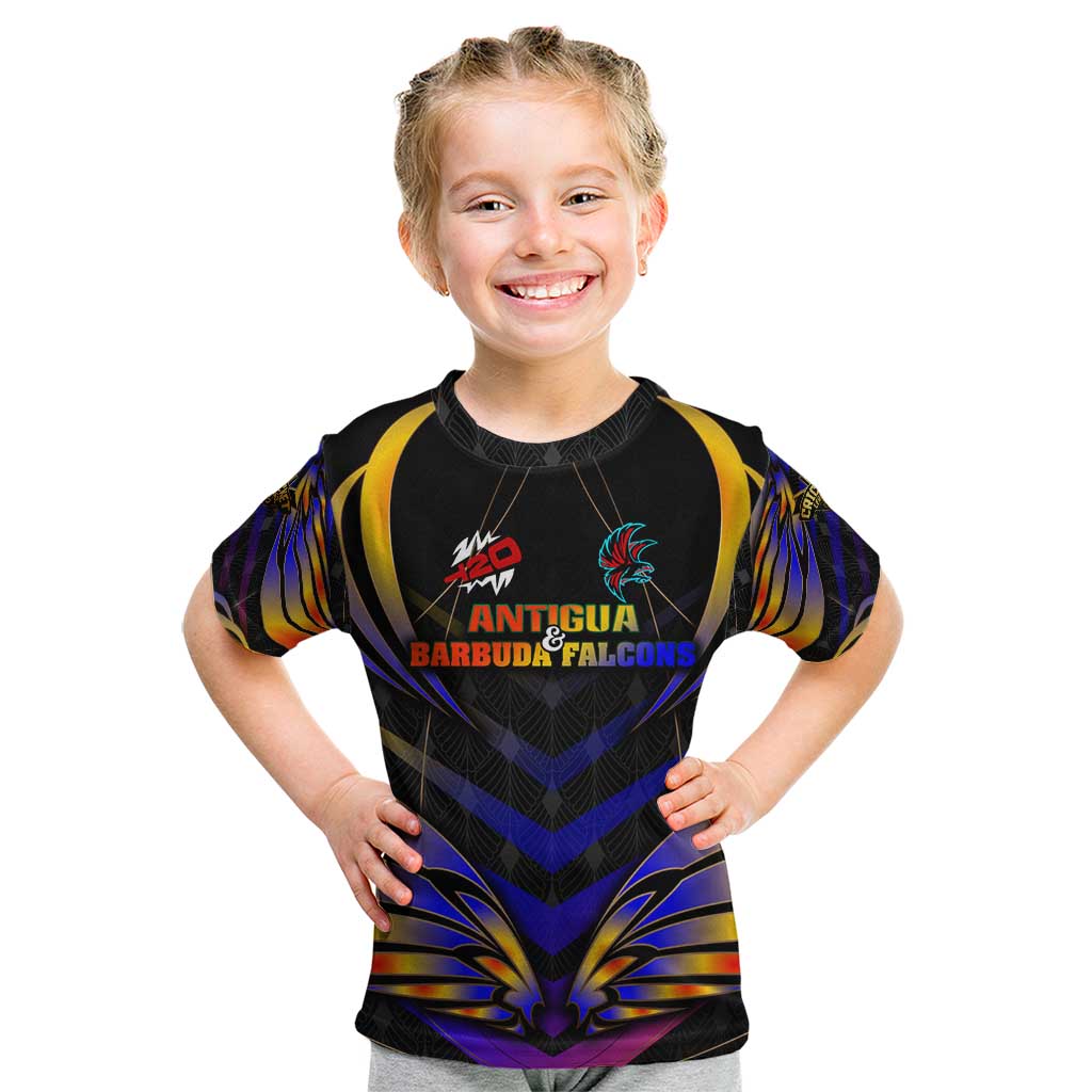 Personalised Antigua and Barbuda Cricket Falcons Kid T Shirt Wings of Glory