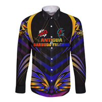 Personalised Antigua and Barbuda Cricket Falcons Long Sleeve Button Shirt Wings of Glory