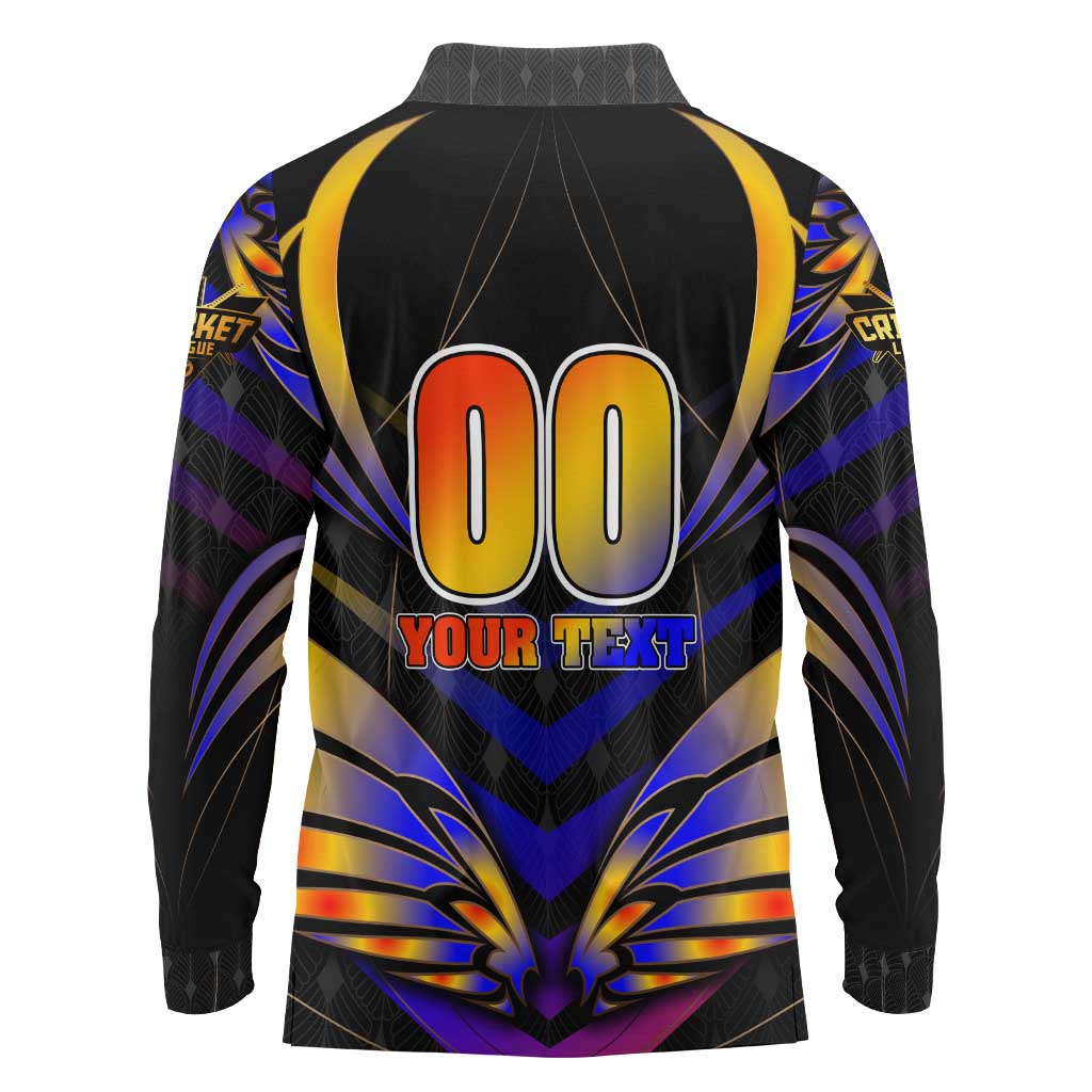 Personalised Antigua and Barbuda Cricket Falcons Long Sleeve Polo Shirt Wings of Glory