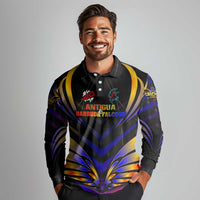 Personalised Antigua and Barbuda Cricket Falcons Long Sleeve Polo Shirt Wings of Glory