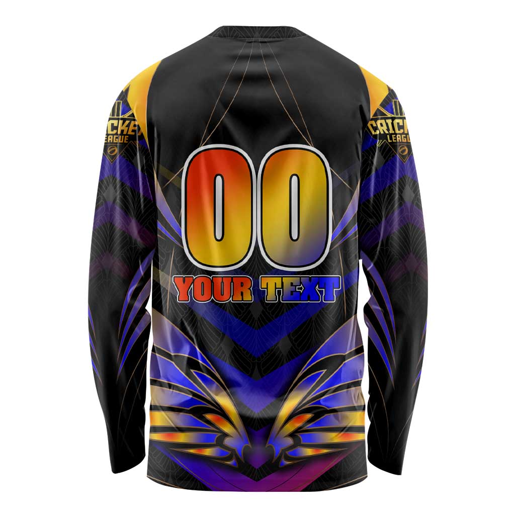 Personalised Antigua and Barbuda Cricket Falcons Long Sleeve Shirt Wings of Glory