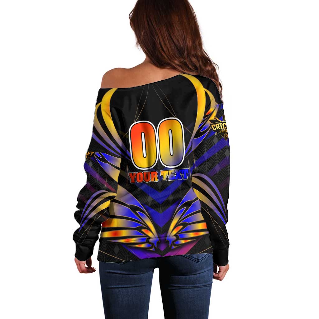 Personalised Antigua and Barbuda Cricket Falcons Off Shoulder Sweater Wings of Glory