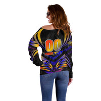 Personalised Antigua and Barbuda Cricket Falcons Off Shoulder Sweater Wings of Glory