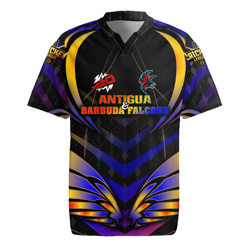 Personalised Antigua and Barbuda Cricket Falcons Rugby Jersey Wings of Glory