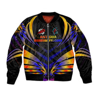 Personalised Antigua and Barbuda Cricket Falcons Sleeve Zip Bomber Jacket Wings of Glory