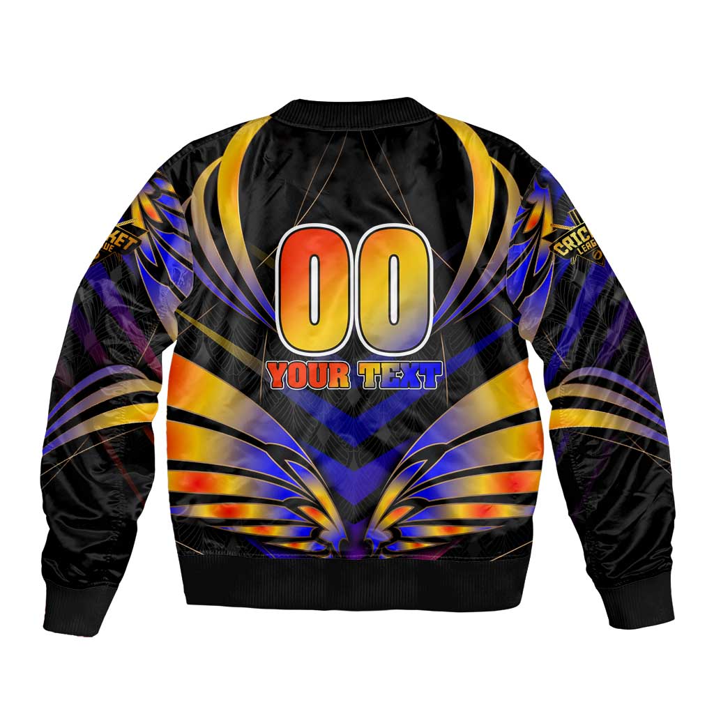 Personalised Antigua and Barbuda Cricket Falcons Sleeve Zip Bomber Jacket Wings of Glory