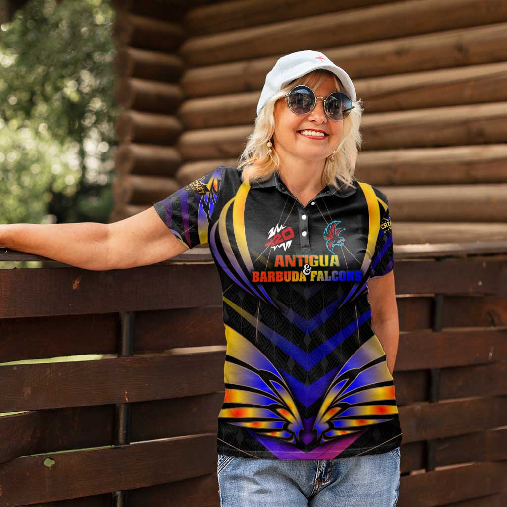 Personalised Antigua and Barbuda Cricket Falcons Women Polo Shirt Wings of Glory