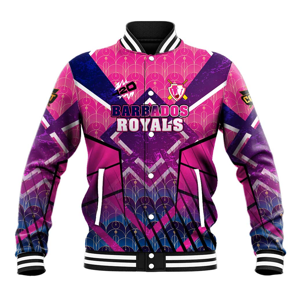 Personalised Barbados Cricket Royals Baseball Jacket Crowned in Rhythm Style