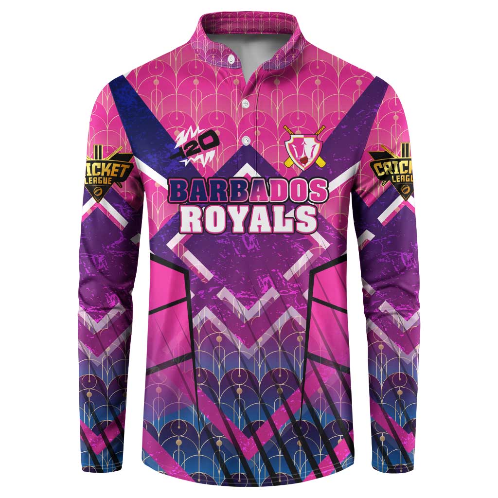 Personalised Barbados Cricket Royals Button Sweatshirt Crowned in Rhythm Style