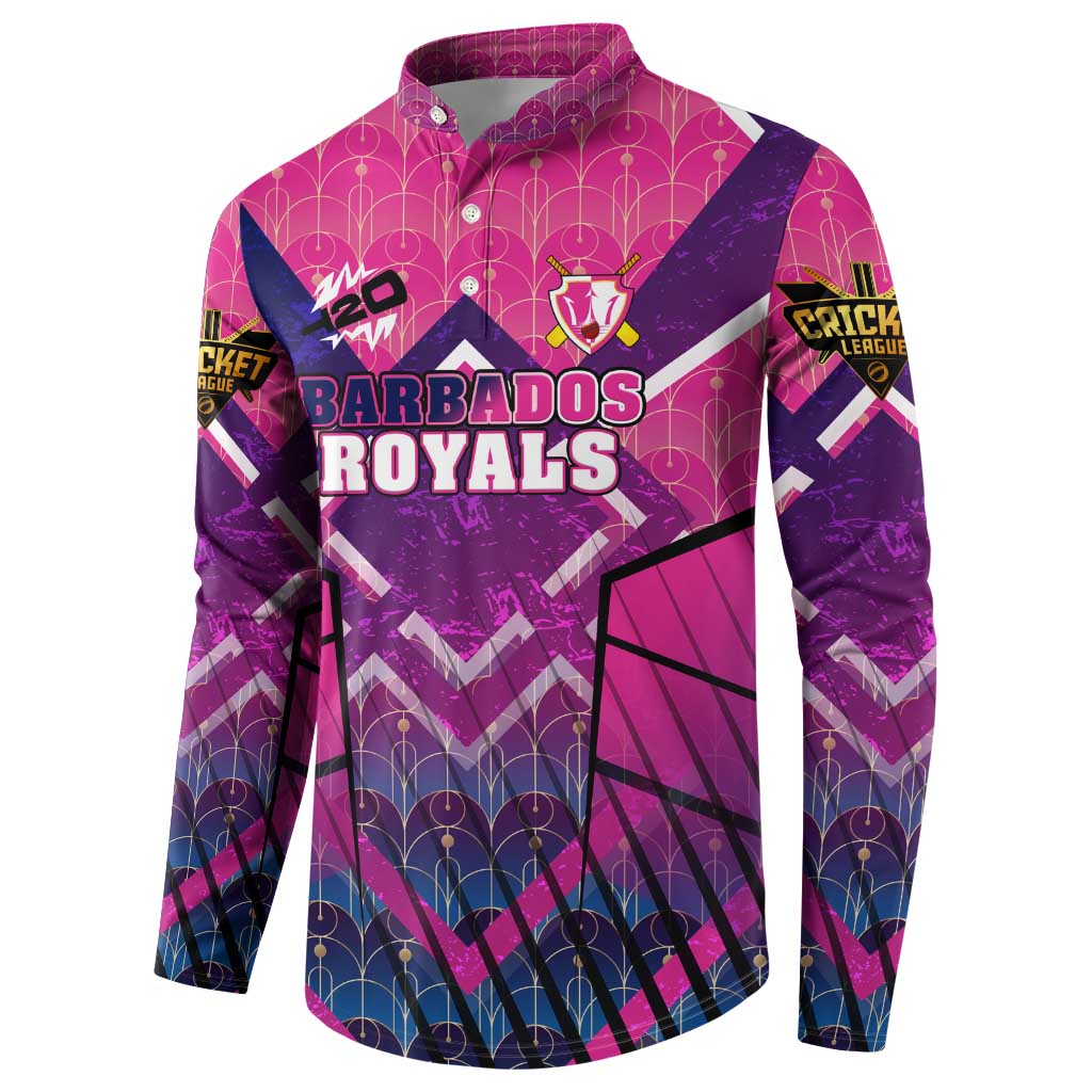 Personalised Barbados Cricket Royals Button Sweatshirt Crowned in Rhythm Style