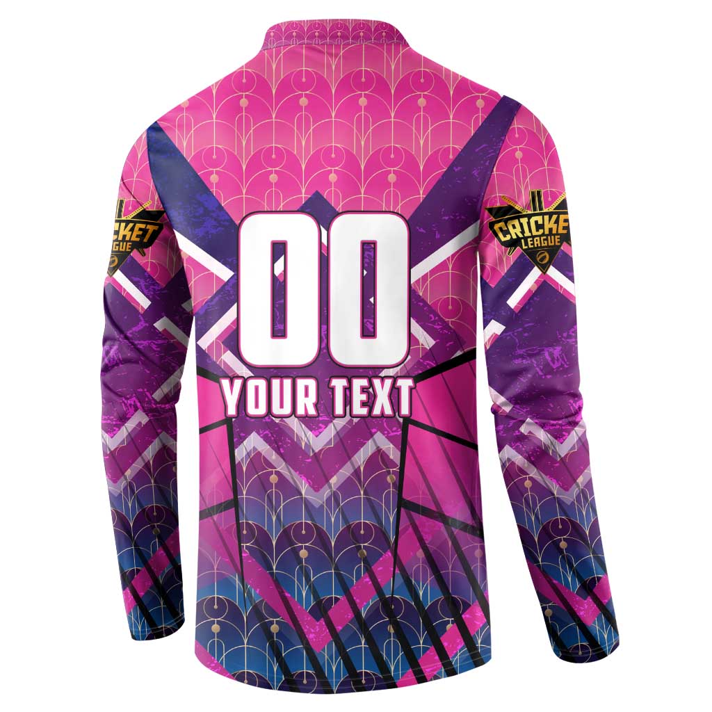 Personalised Barbados Cricket Royals Button Sweatshirt Crowned in Rhythm Style