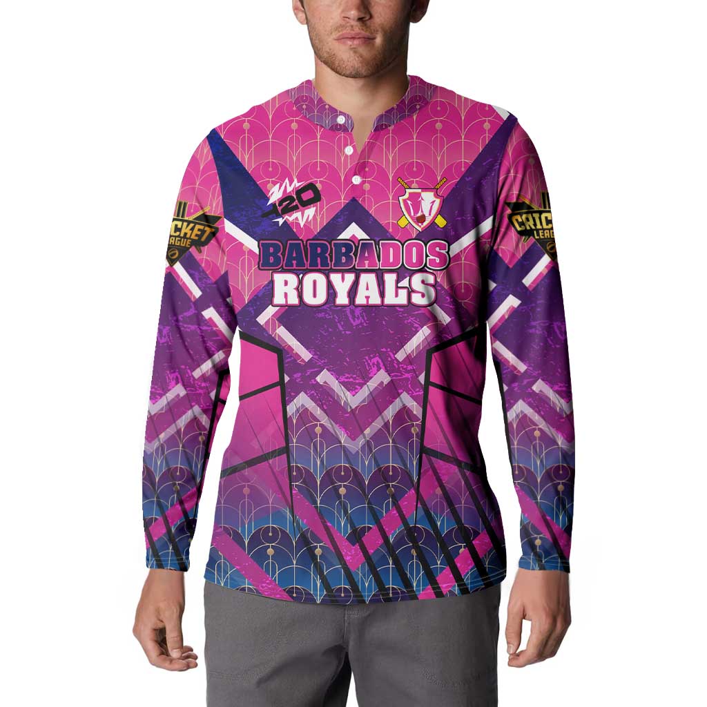 Personalised Barbados Cricket Royals Button Sweatshirt Crowned in Rhythm Style