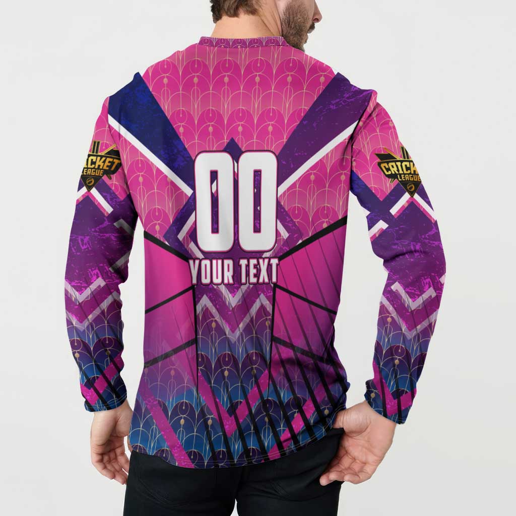 Personalised Barbados Cricket Royals Button Sweatshirt Crowned in Rhythm Style