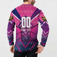 Personalised Barbados Cricket Royals Button Sweatshirt Crowned in Rhythm Style