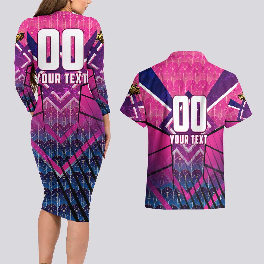 Personalised Barbados Cricket Royals Couples Matching Long Sleeve Bodycon Dress and Hawaiian Shirt Crowned in Rhythm Style
