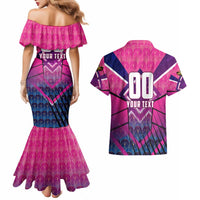 Personalised Barbados Cricket Royals Couples Matching Mermaid Dress and Hawaiian Shirt Crowned in Rhythm Style