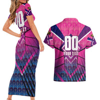 Personalised Barbados Cricket Royals Couples Matching Short Sleeve Bodycon Dress and Hawaiian Shirt Crowned in Rhythm Style