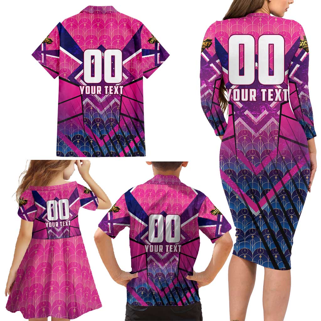 Personalised Barbados Cricket Royals Family Matching Long Sleeve Bodycon Dress and Hawaiian Shirt Crowned in Rhythm Style