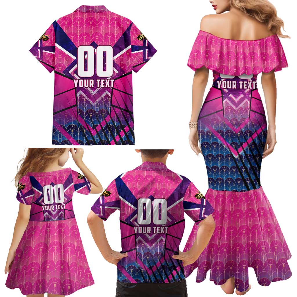 Personalised Barbados Cricket Royals Family Matching Mermaid Dress and Hawaiian Shirt Crowned in Rhythm Style