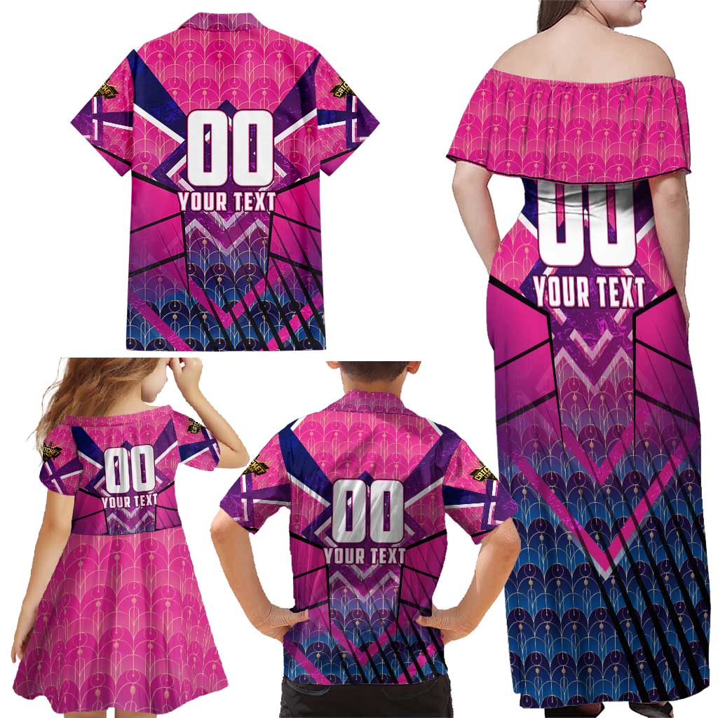 Personalised Barbados Cricket Royals Family Matching Off Shoulder Maxi Dress and Hawaiian Shirt Crowned in Rhythm Style