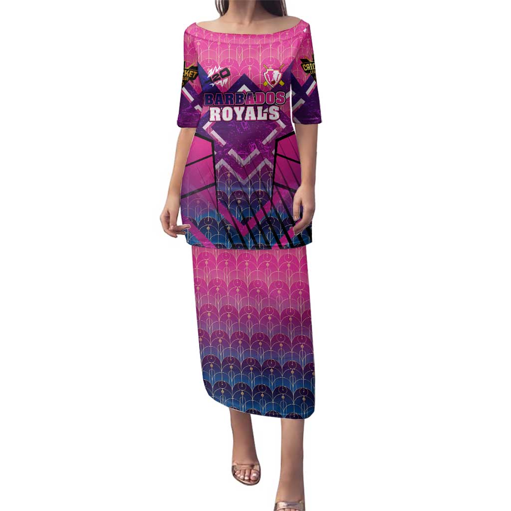 Personalised Barbados Cricket Royals Family Matching Puletasi and Hawaiian Shirt Crowned in Rhythm Style