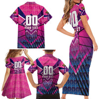 Personalised Barbados Cricket Royals Family Matching Short Sleeve Bodycon Dress and Hawaiian Shirt Crowned in Rhythm Style