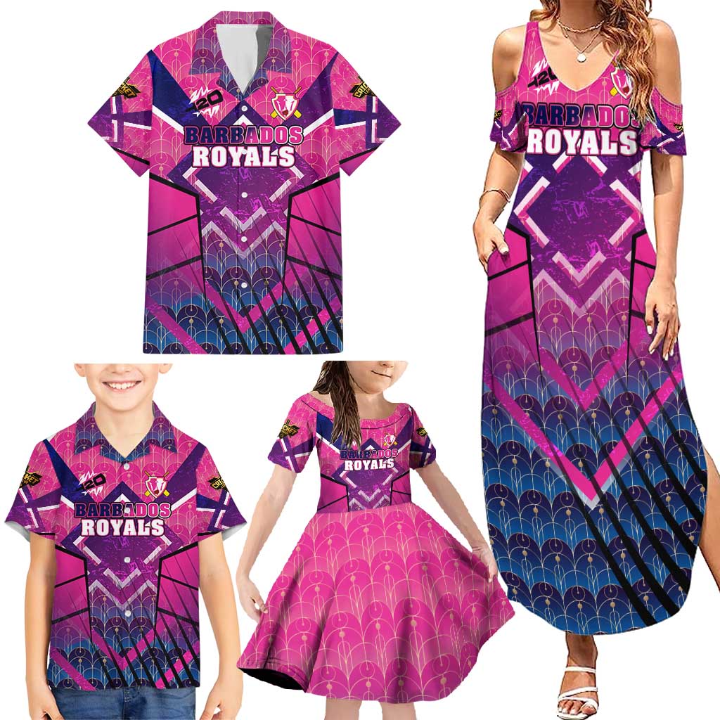 Personalised Barbados Cricket Royals Family Matching Summer Maxi Dress and Hawaiian Shirt Crowned in Rhythm Style