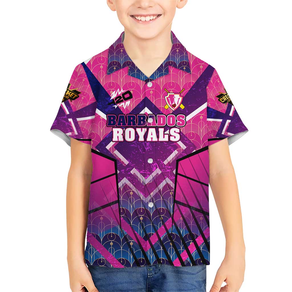 Personalised Barbados Cricket Royals Kid Hawaiian Shirt Crowned in Rhythm Style