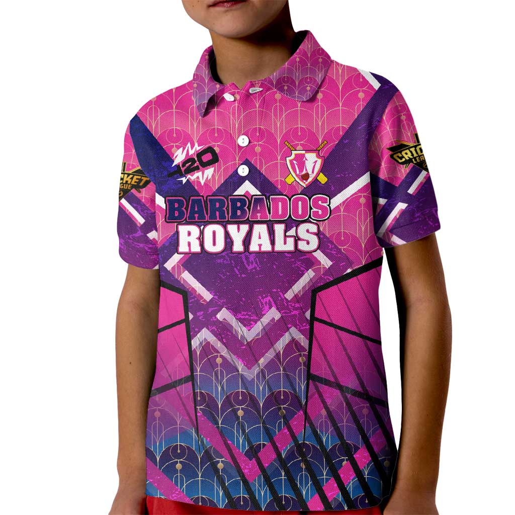 Personalised Barbados Cricket Royals Kid Polo Shirt Crowned in Rhythm Style