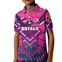 Personalised Barbados Cricket Royals Kid Polo Shirt Crowned in Rhythm Style