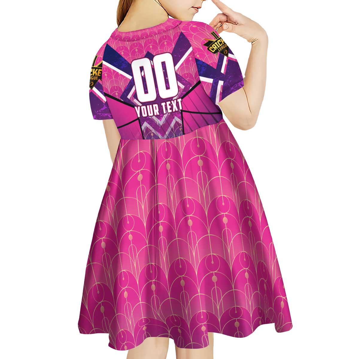 Personalised Barbados Cricket Royals Kid Short Sleeve Dress Crowned in Rhythm Style