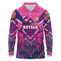 Personalised Barbados Cricket Royals Long Sleeve Polo Shirt Crowned in Rhythm Style