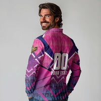 Personalised Barbados Cricket Royals Long Sleeve Polo Shirt Crowned in Rhythm Style