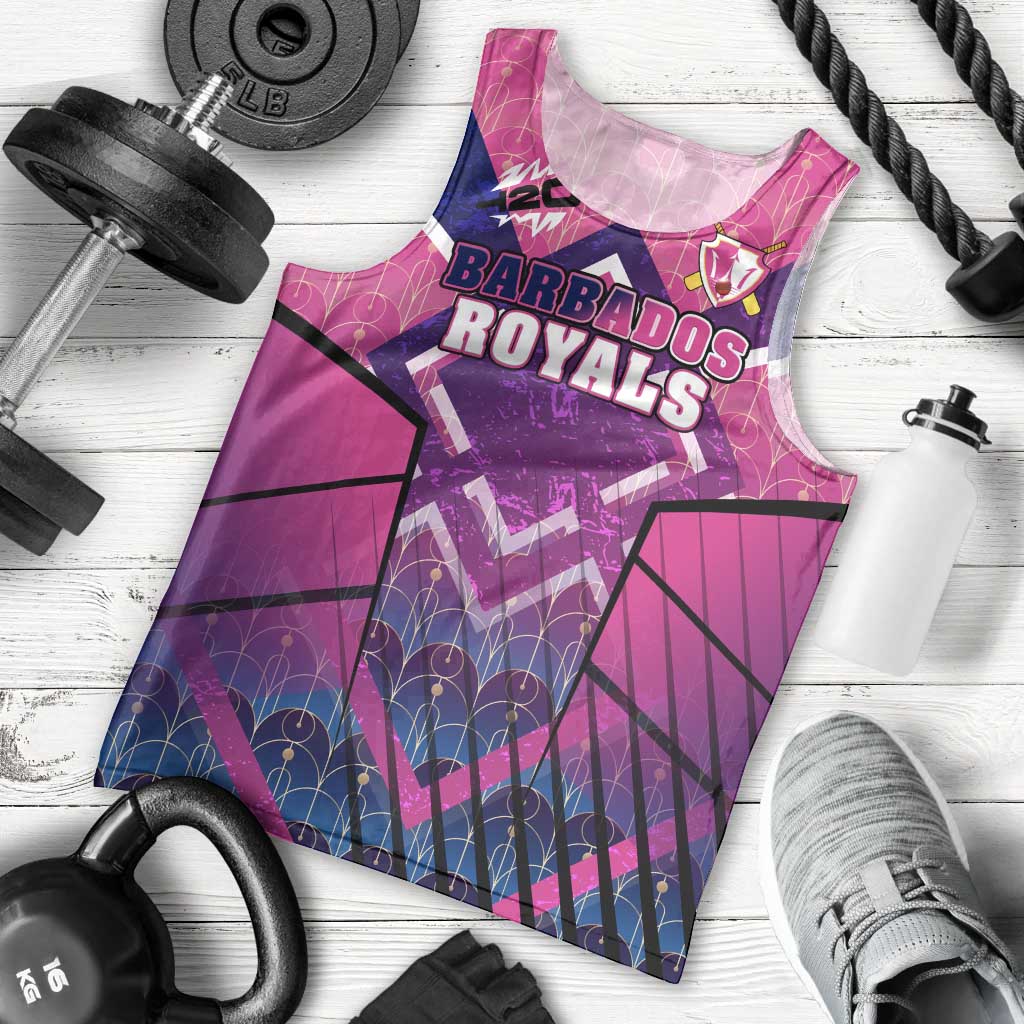 Personalised Barbados Cricket Royals Men Tank Top Crowned in Rhythm Style