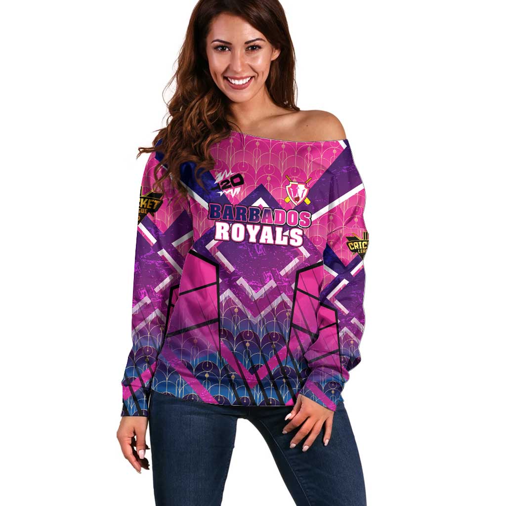 Personalised Barbados Cricket Royals Off Shoulder Sweater Crowned in Rhythm Style