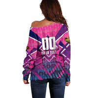 Personalised Barbados Cricket Royals Off Shoulder Sweater Crowned in Rhythm Style