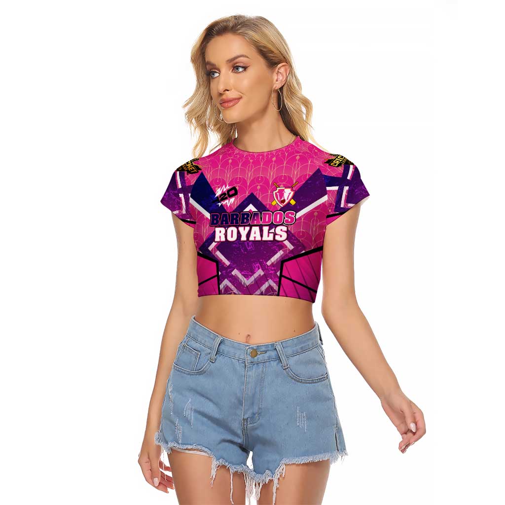 Personalised Barbados Cricket Royals Raglan Cropped T Shirt Crowned in Rhythm Style