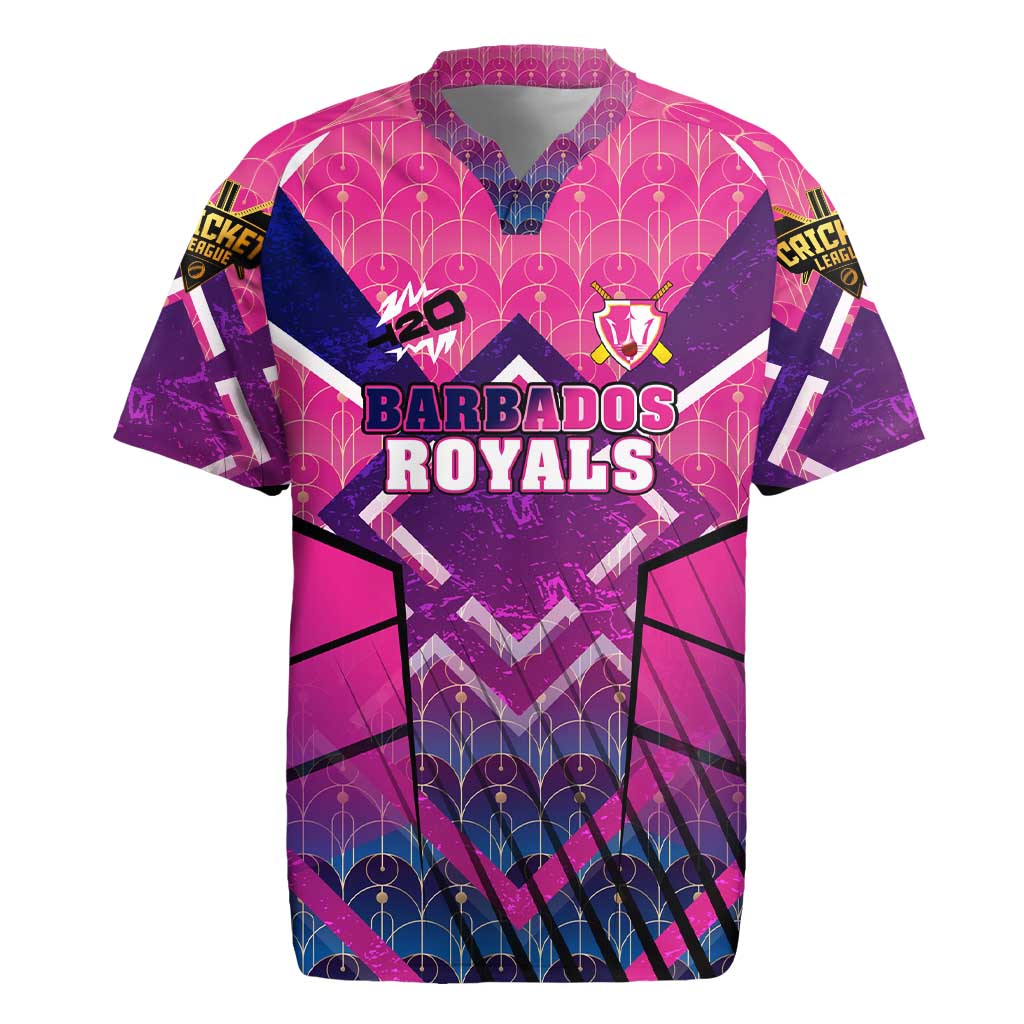 Personalised Barbados Cricket Royals Rugby Jersey Crowned in Rhythm Style