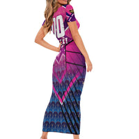 Personalised Barbados Cricket Royals Short Sleeve Bodycon Dress Crowned in Rhythm Style