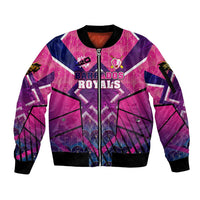 Personalised Barbados Cricket Royals Sleeve Zip Bomber Jacket Crowned in Rhythm Style