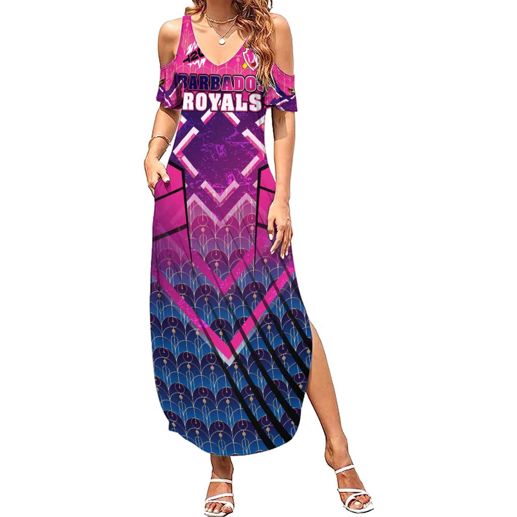 Personalised Barbados Cricket Royals Summer Maxi Dress Crowned in Rhythm Style
